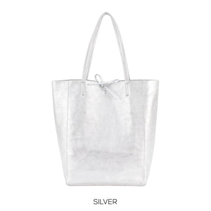 Italian Leather Silver Tote bag