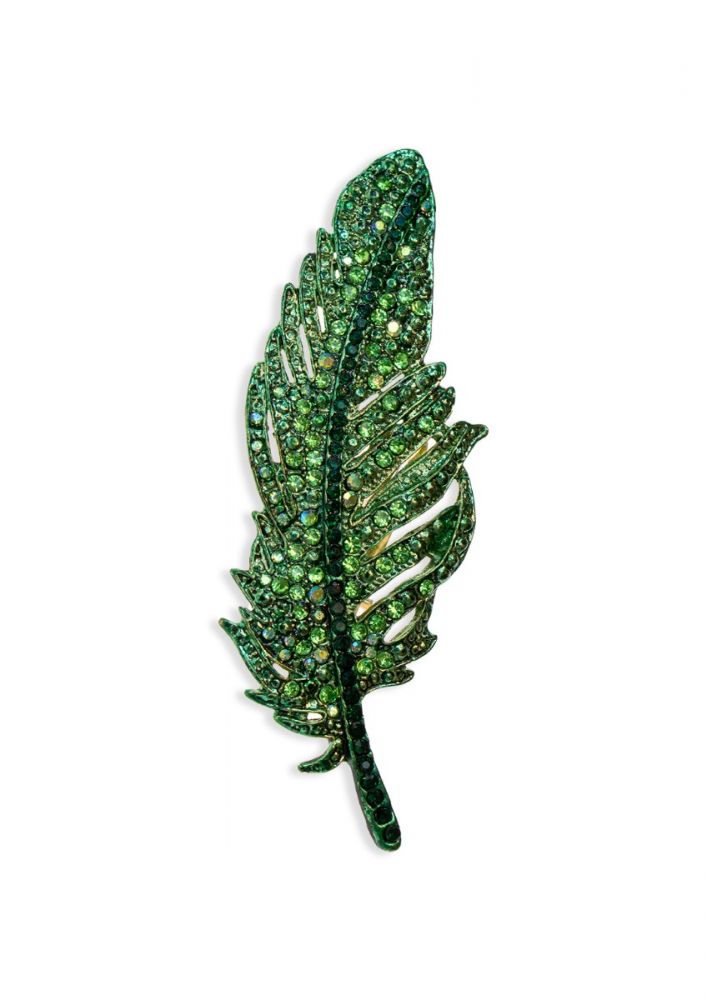 Emerald Crystal Leaf Brooch & Hairclip