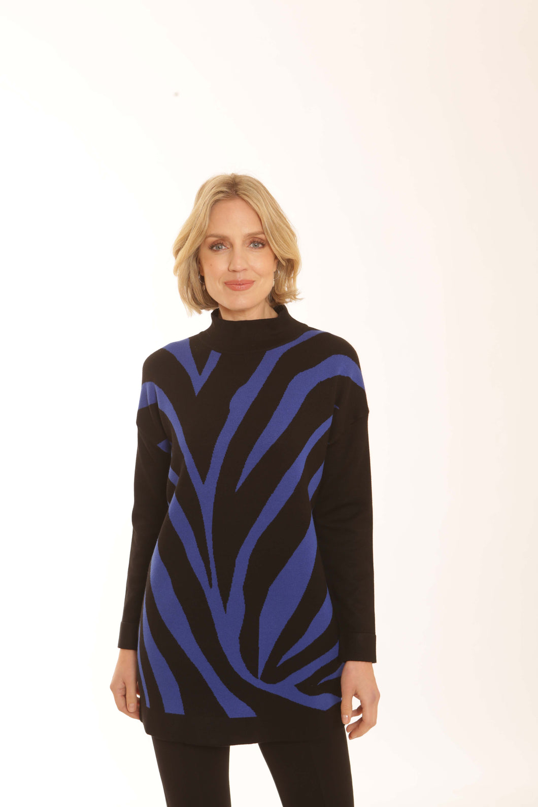 Pomodoro Blue Zebra Print Sweater (30% REDUCED)