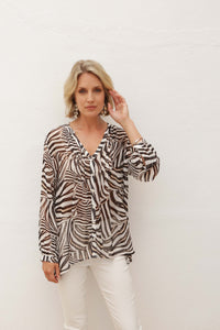 Pomodoro Zebra Print Blouse NOW 30% REDUCED