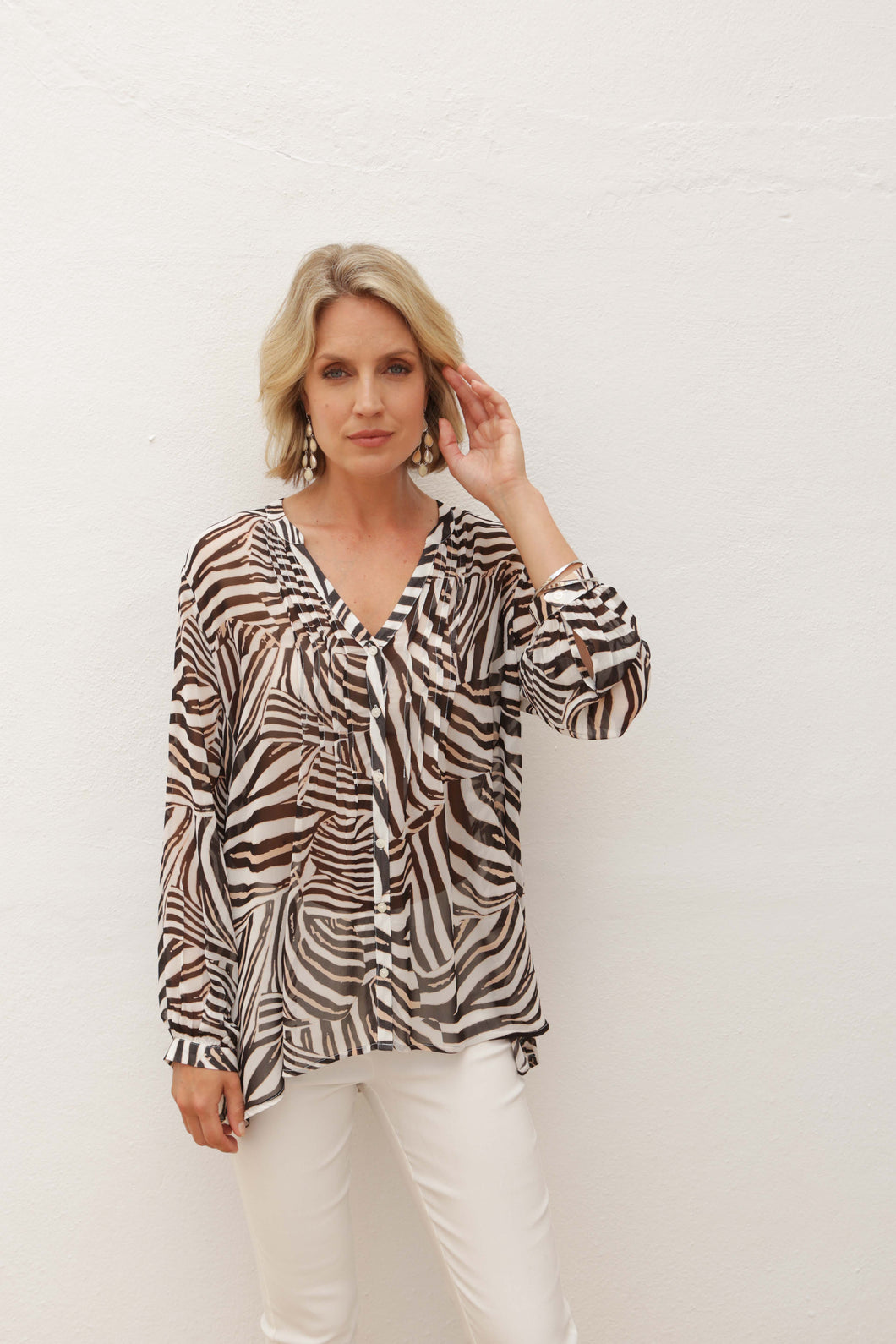 Pomodoro Zebra Print Blouse NOW 30% REDUCED