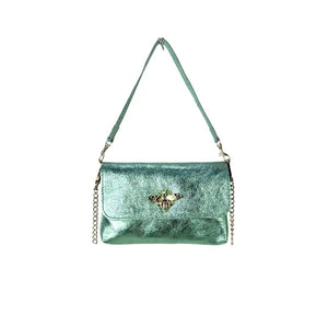 Italian Leather Aqua Green Handbag