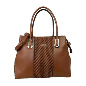 Brown Large Synthetic Handbag