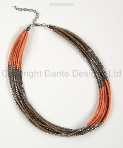 Dante Bronze & Orange Beaded Necklace