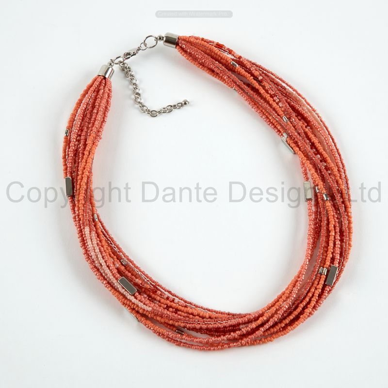 Dante orange Beaded Necklace