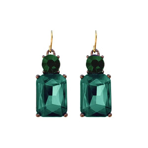 Twin Gem Earrings Emerald & Dark Green