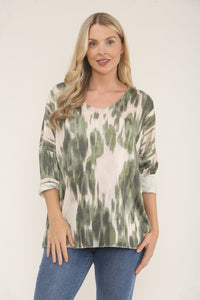 Waterfall Print Khaki Sweater