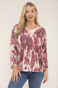 Waterfall Print Magenta  Sweater