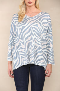 Blue & White Zebra Sweater