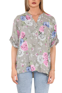 Grey Floral Top