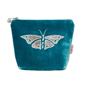 Lua Turquoise Velvet Cosmetic Bag