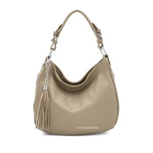 Italian Leather Beige Tassel Bag