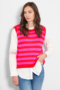 Red/Fuschia Stripe Tank Top