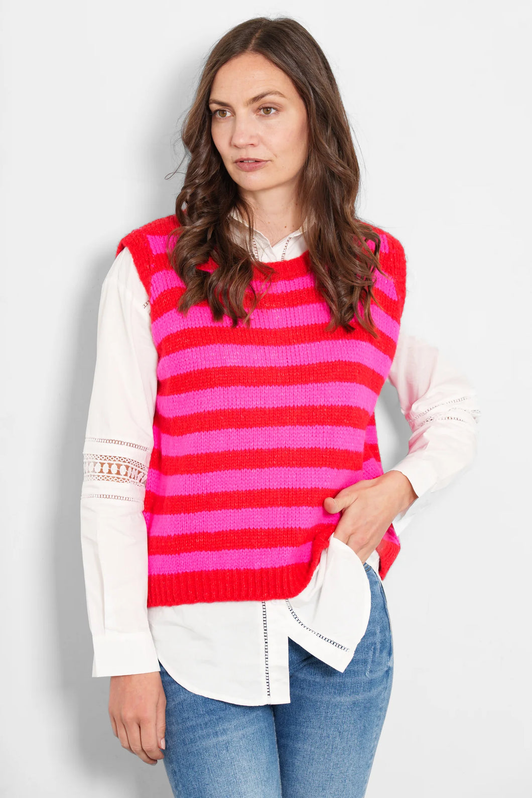 Red/Fuschia Stripe Tank Top