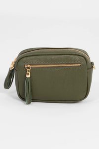Italian Leather Khaki cross Body Bg