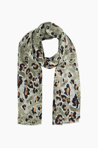 Khaki Leopard Print Scarf