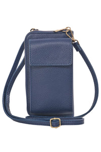 Navy Leather Phone/Wallet Bag