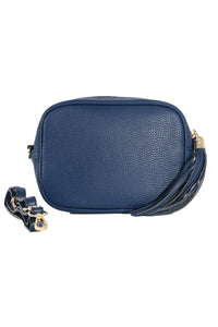 Italian Leather Navy Camera Bag