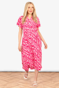 Pink Leopard Wrap Dress