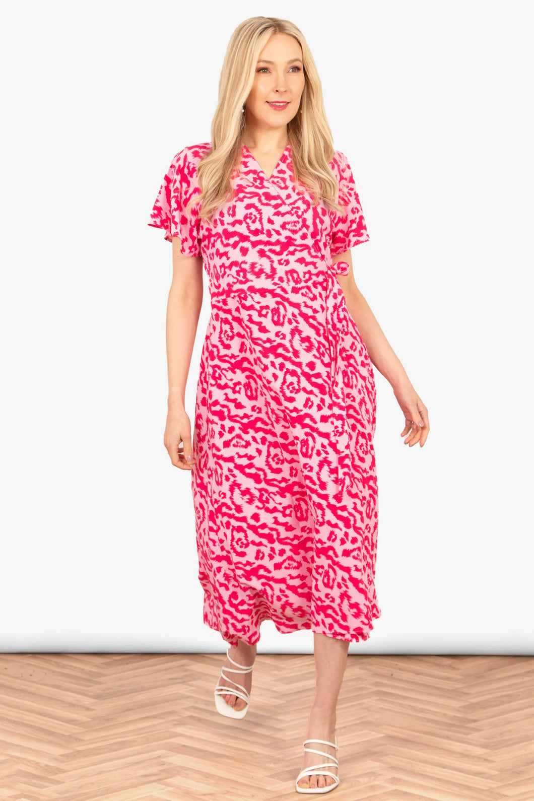 Pink Leopard Wrap Dress