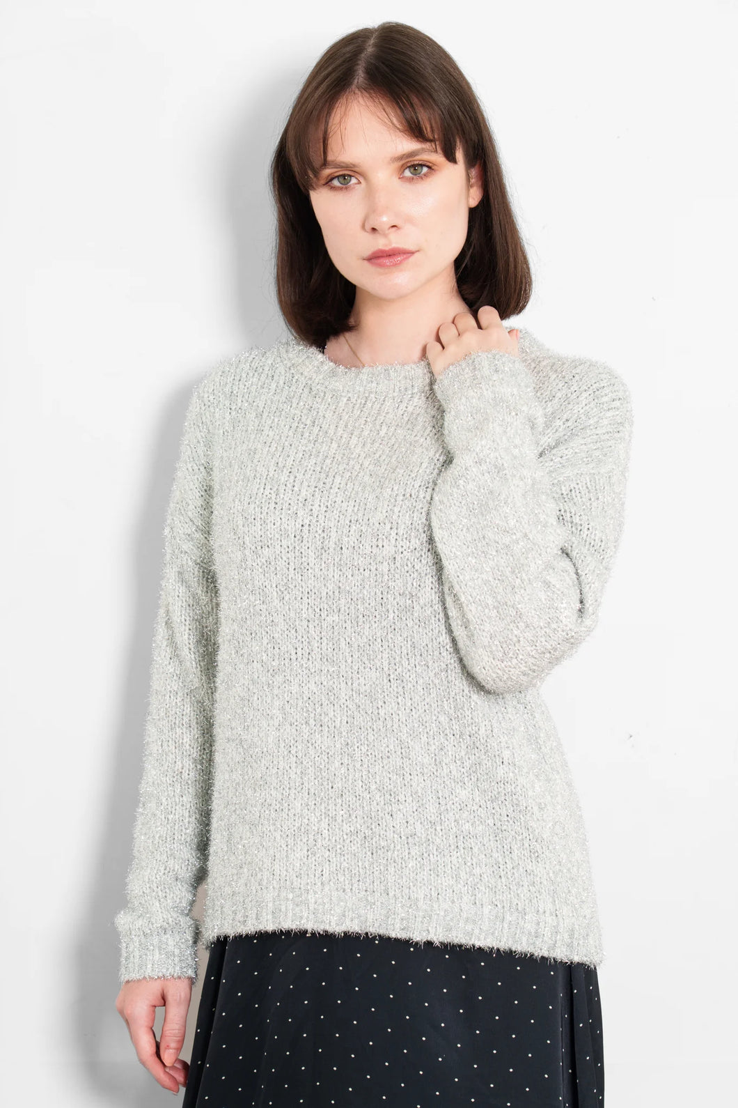 Silver Wool Blend Sweater