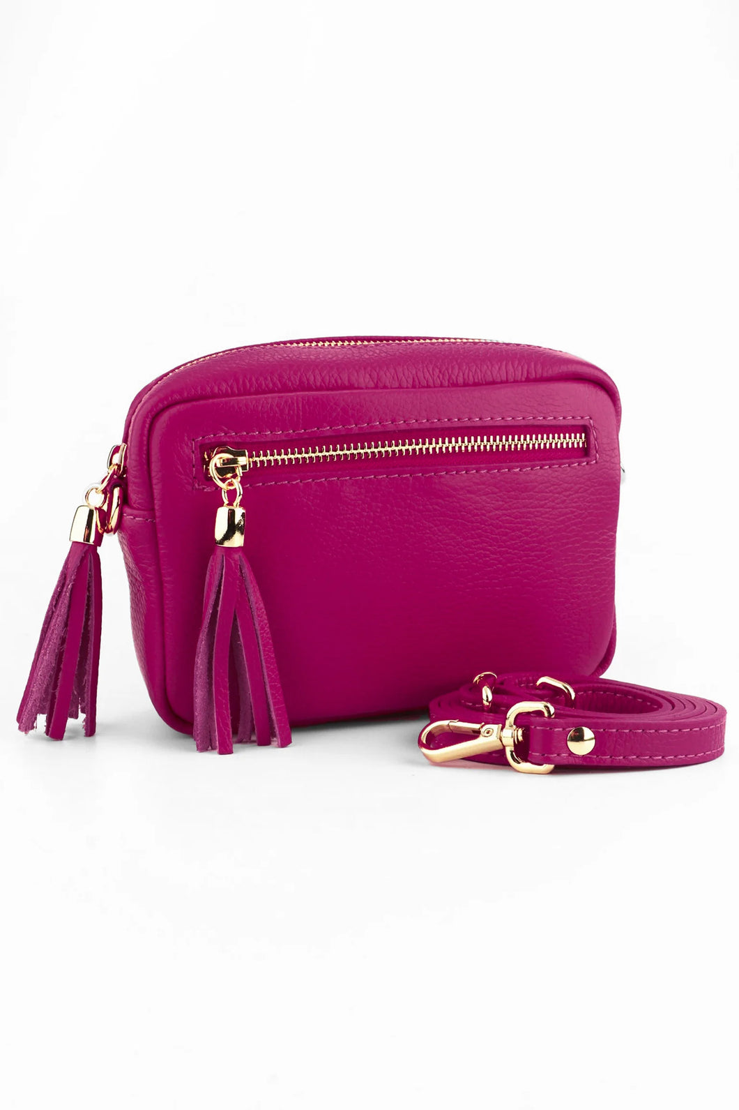 Italian Leather Berry  Small Cross Body Bag
