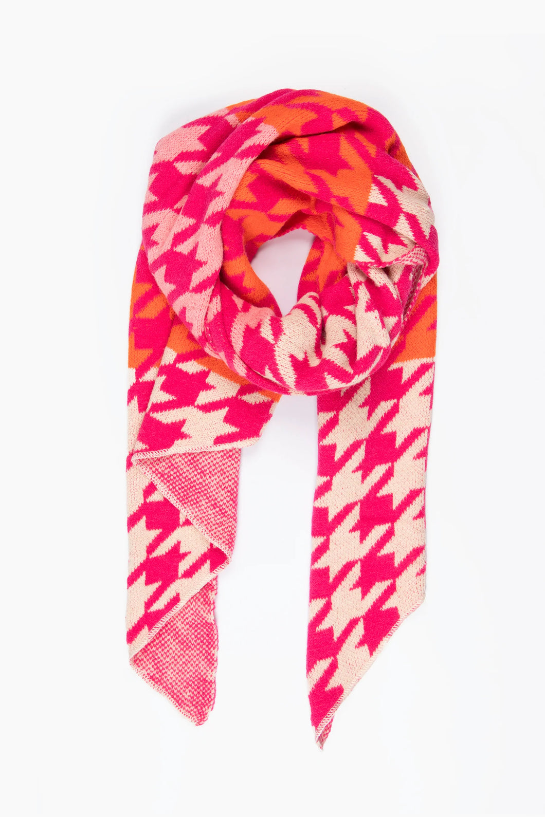 Fuchsia & Orange Houndstooth Heavyweight Scarf