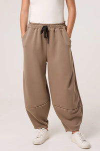 Mocha Barrel Leg Trousers