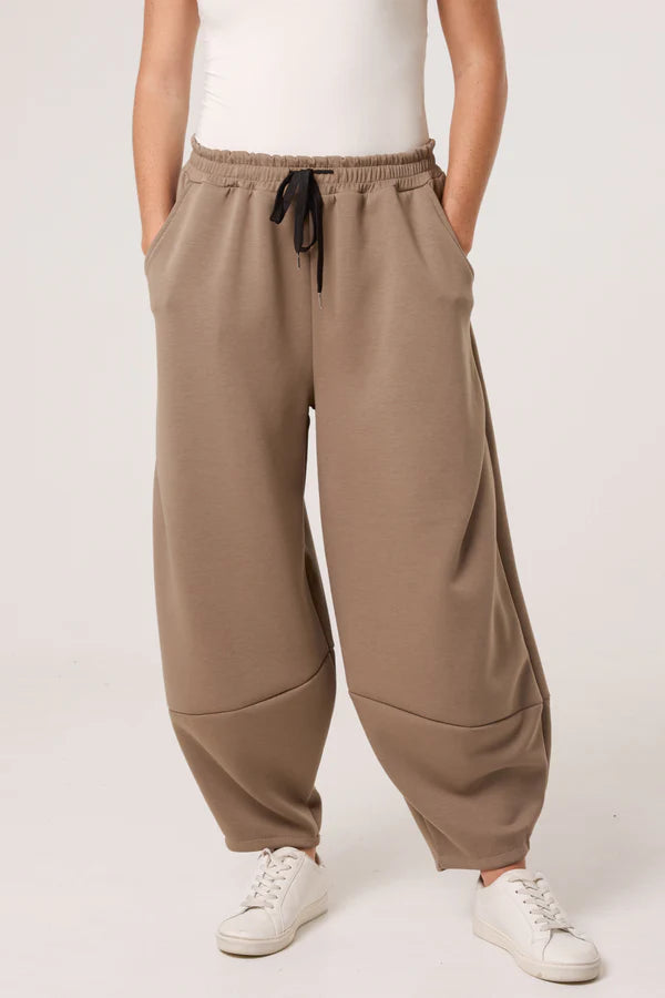 Mocha Barrel Leg Trousers