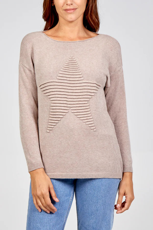 Mocha Ribbed Star Sweater