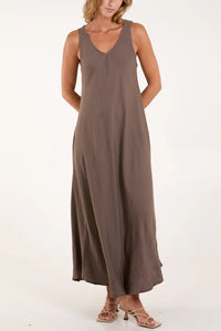 Mocha Sleeveless Maxi Dress