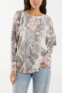 Tropical Beige Print Sweater