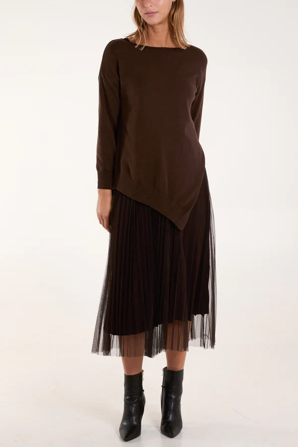 Chocolate Pleated Dress