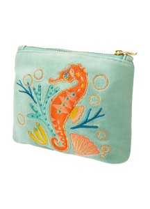 Powder Velvet Seahorse Mini Pouch