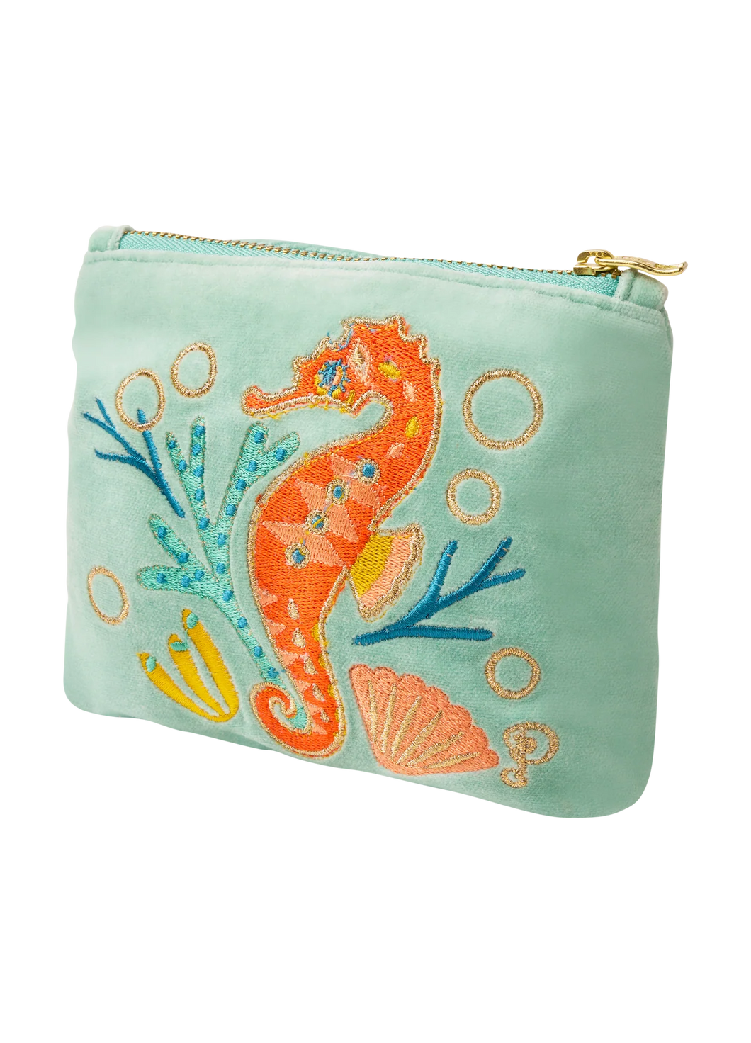 Powder Velvet Seahorse Mini Pouch