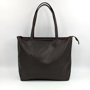 Chocolate Brown  Leather Zip top Bag