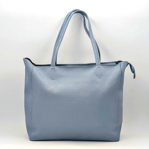 Blue Leather Zip Top Bag