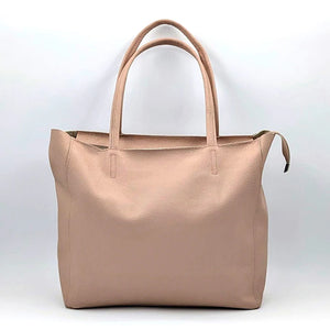 Nude  Leather Zip top Bag