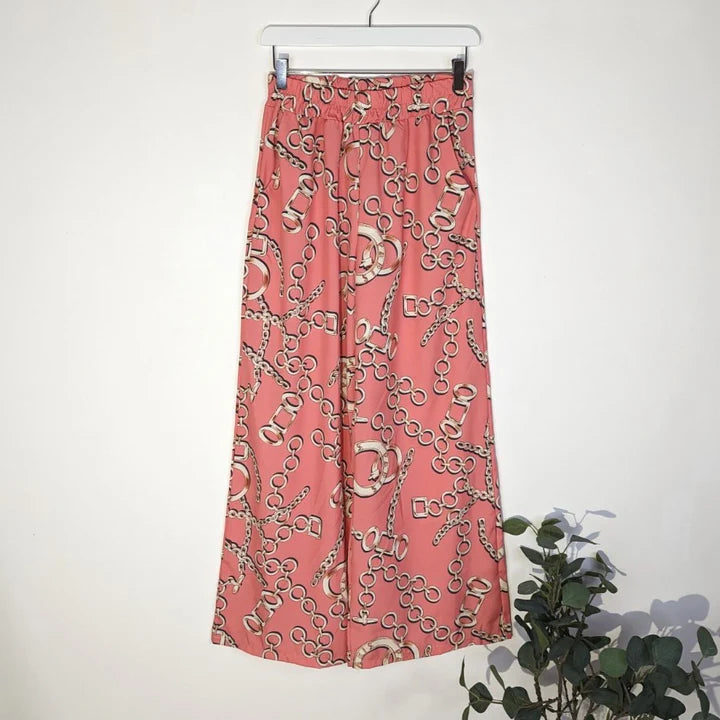 Pink Chain Patterned Trousers