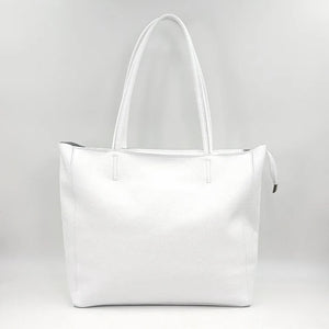 White Leather Zip Top Bag