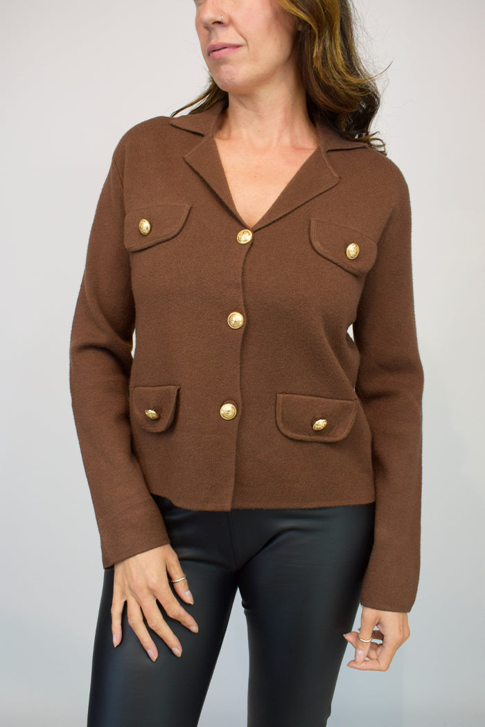 Brown Military Cardigan