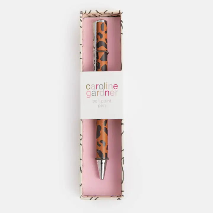 Caroline Gardner Tan Leopard Box Pen