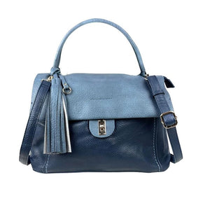 Blue Synthetic Bag with Decorative fringe