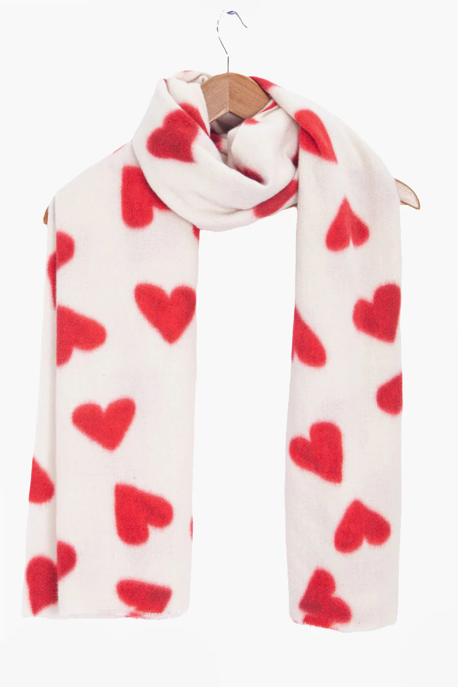Cream & Red Hearts Lightweight Scarf
