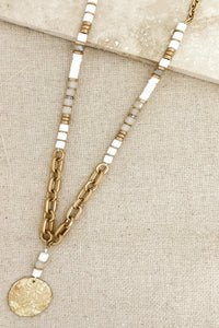 Envy Gold & Cream Long  Chain with Disc Pendant