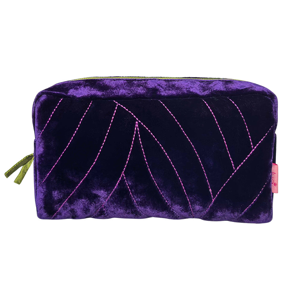 Lua Quilted  Purple Velvet Make up Bag