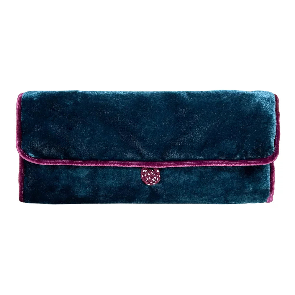 Lua Turquoise Velvet Jewellery Roll