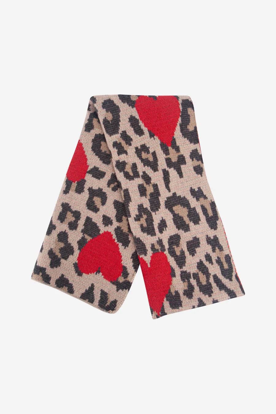 Cream Leopard and Hearts Heavyweight Scarf