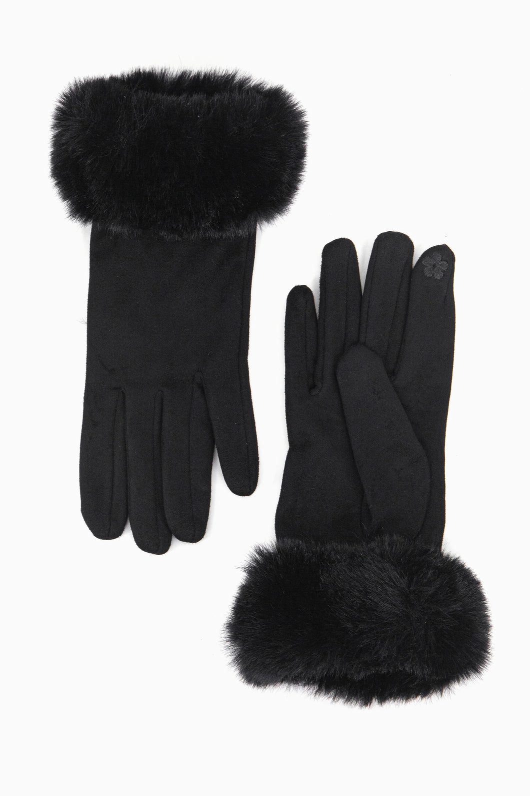 Faux Fur Black Cuff Gloves