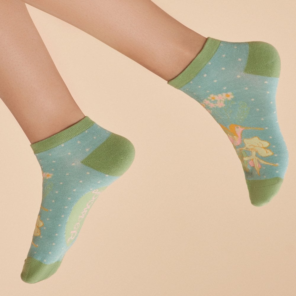 Powder Bamboo Cotton Hummingbird Trainer Socks